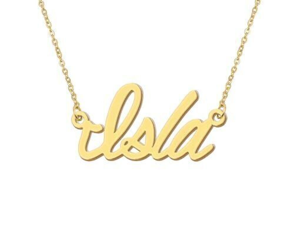 5860 18k Gold Plated Isla Name Charm Necklace Layer Nameplate Necklaces